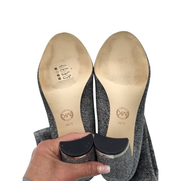 Michael Kors Size 8.5 Mandy Glitter Stretch-Knit Ankle Boots Silver - Picture 4 of 10